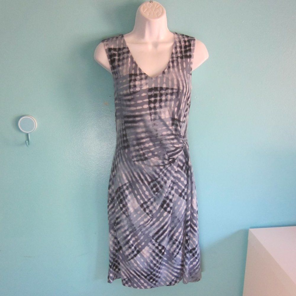 Nic & Zoe Blue Twist Front Sheath Dress Womens Size S Stretch Bodycon Pullover
